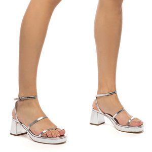 Larroude Gio Sandal (Silver) Size 37 - Brand New!